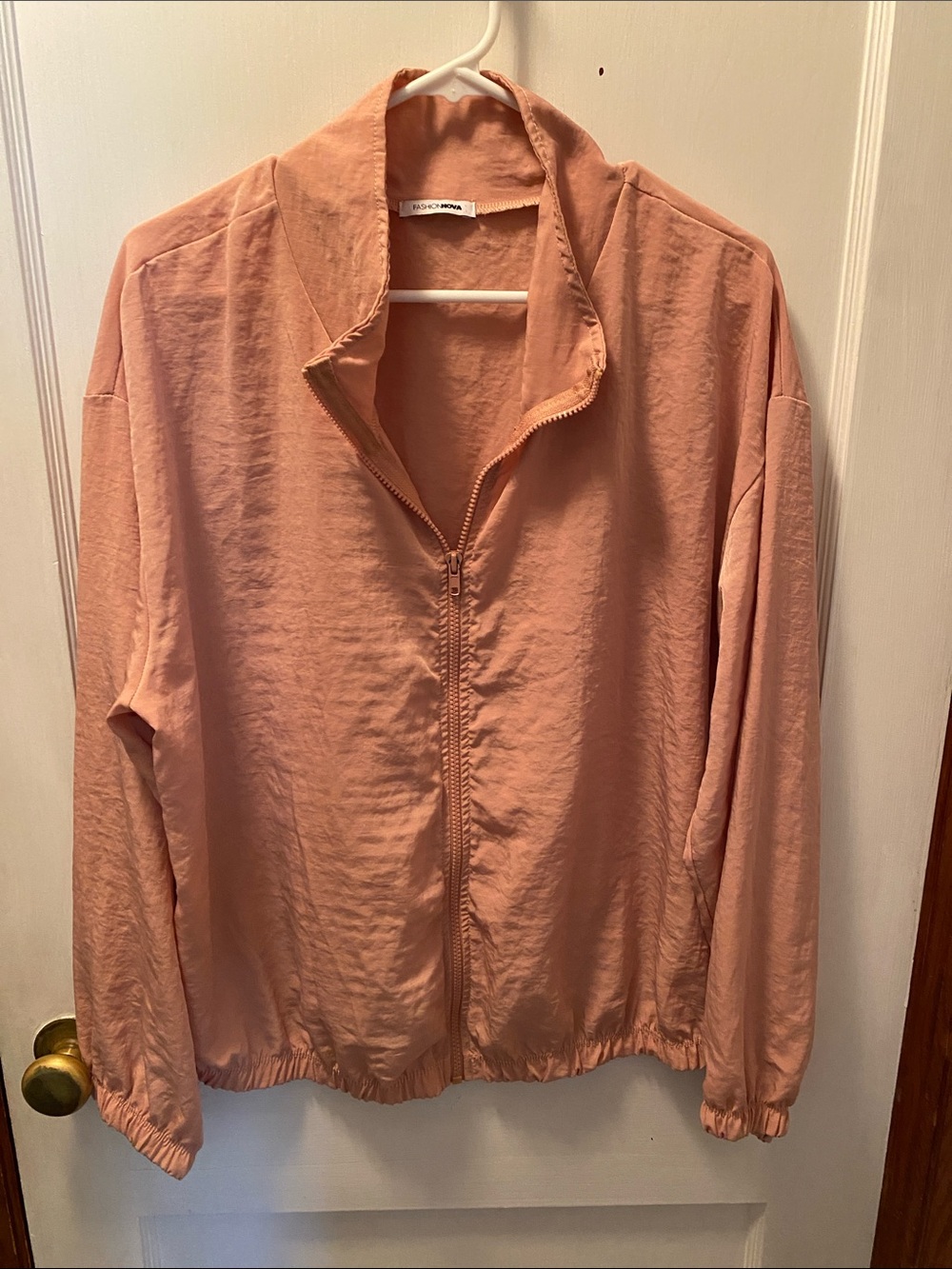 Fashion Nova Peach Zip-Up Bomber Jacket